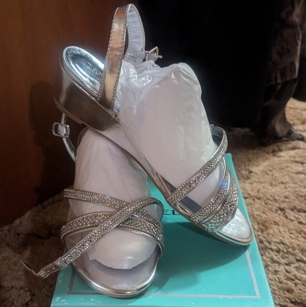 Elegant Silver Strappy Women's Heels